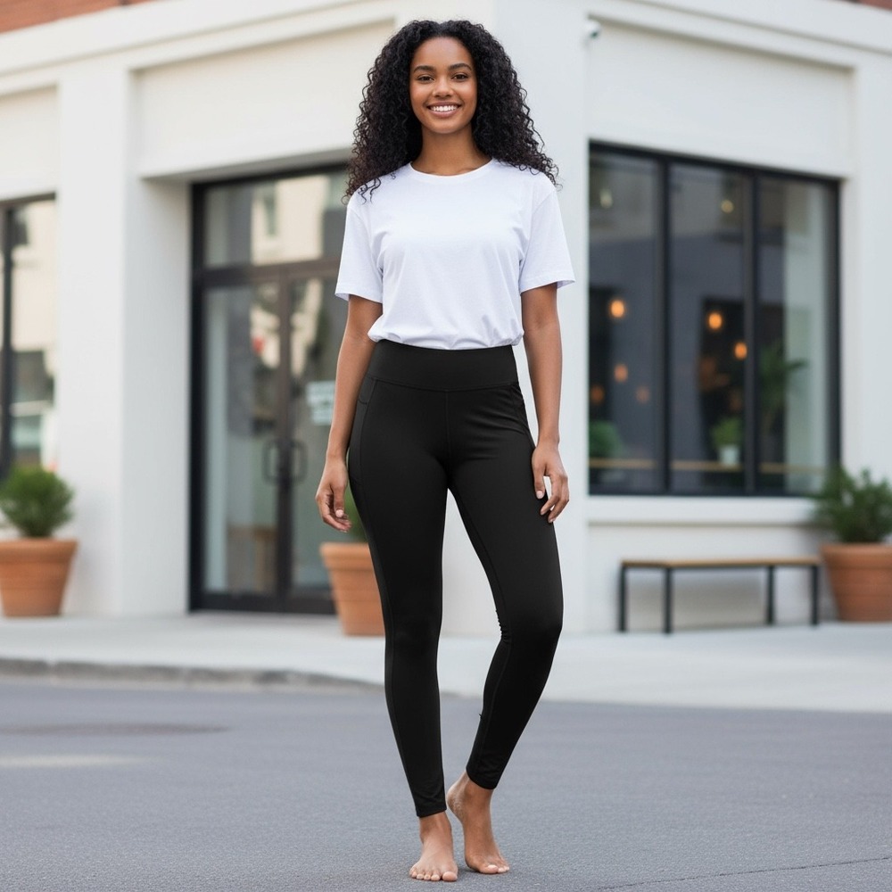Victoria's Secret PINK Yoga Leggings Womens Small‎ Pocket Black Workout Gym